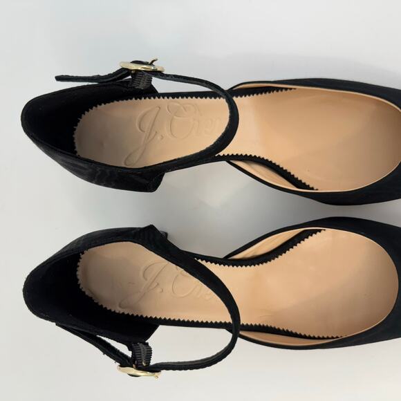 J. Crew Mille Ankle Stap Heels Mary Jane Moire Leather Black Size Size 7.5 - Picture 8 of 13